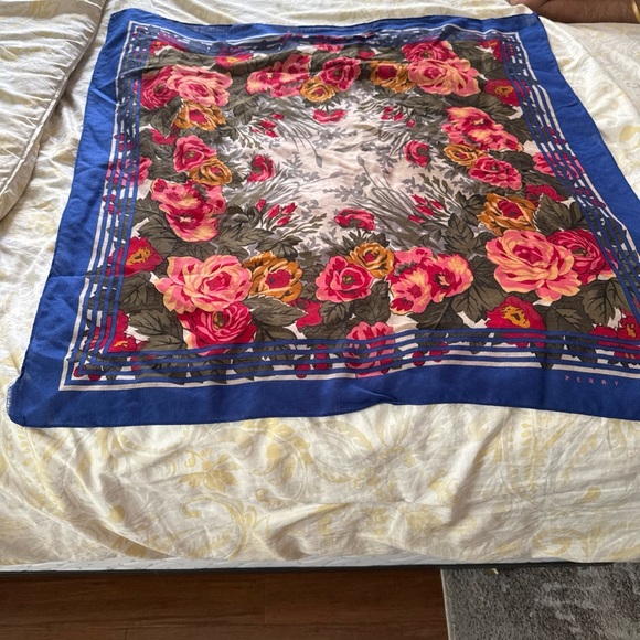 Perry Ellis Blue Floral Scarf - Picture 2 of 8